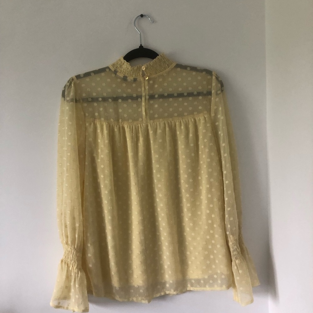 Vero Moda Butter Yellow Ruffled Swiss-Dot Blouse | Size M - Picture 9 of 9